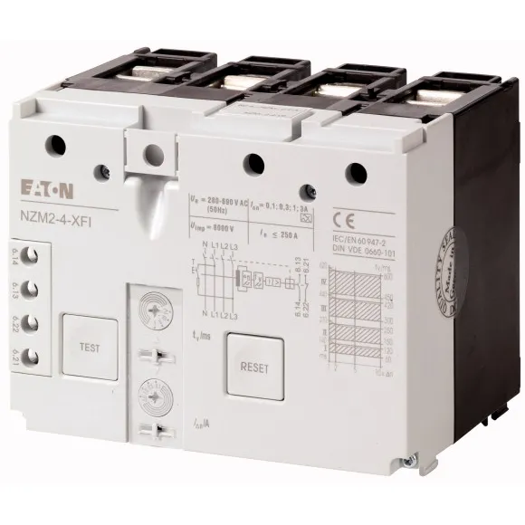 +NZM2-4-XFI Interruptor diferencial tetrapolar 100mA-3A 690VCA IP20 Tamaño 2-4
