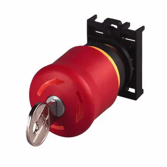 M22-PVS/K01 Botón paro de emergencia 22mm Llave Ms1 P/Liberar 1NC