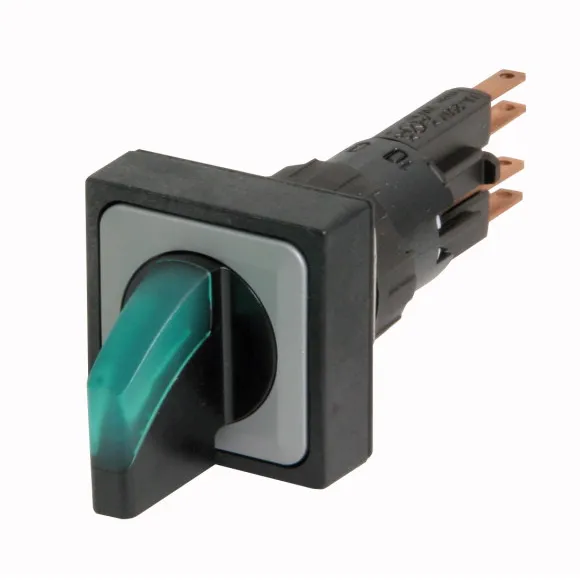 Q25LWK1R-GN/WB Selector 25X25 iluminado C/foco Maneta 2pos 16mm Mantenido Verde